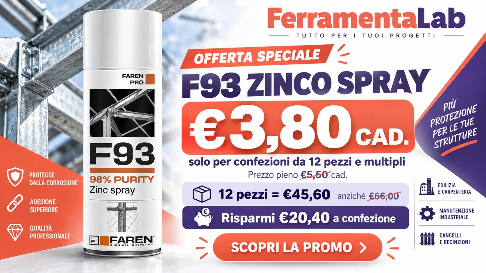 Promo F93 Zinco Spray da 12 Pezzi