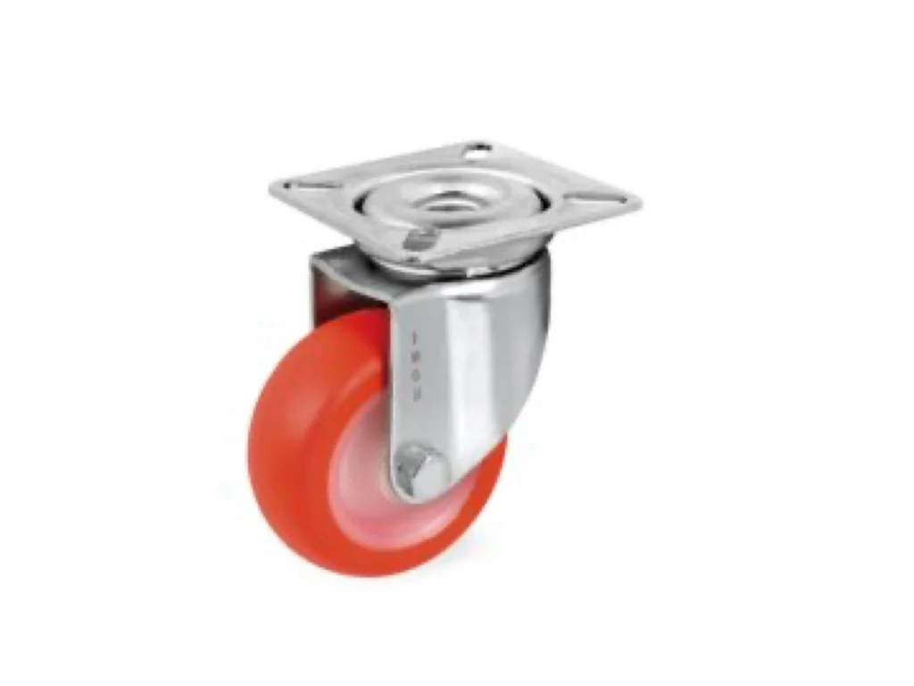 Ruote in gomma termoplastica, supporto rotante piastra inox 50X24