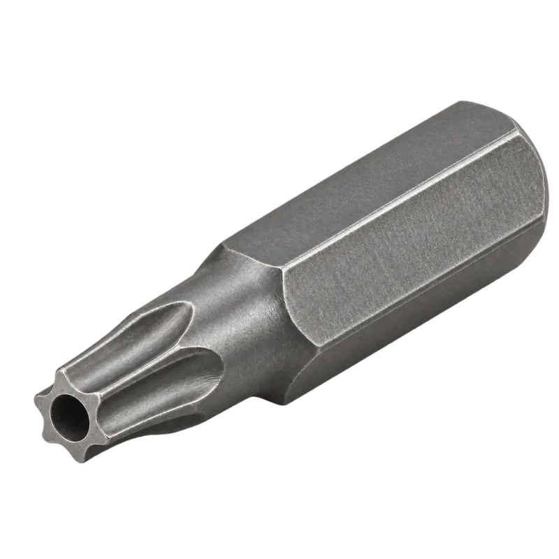 Inserto Torx TX27 con foro e attacco 1/4 Mundial – ricostruzione AI su sfondo trasparente