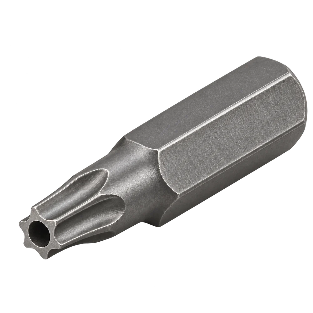 Inserto Torx TX27 con foro e attacco 1/4 Mundial – ricostruzione AI su sfondo trasparente