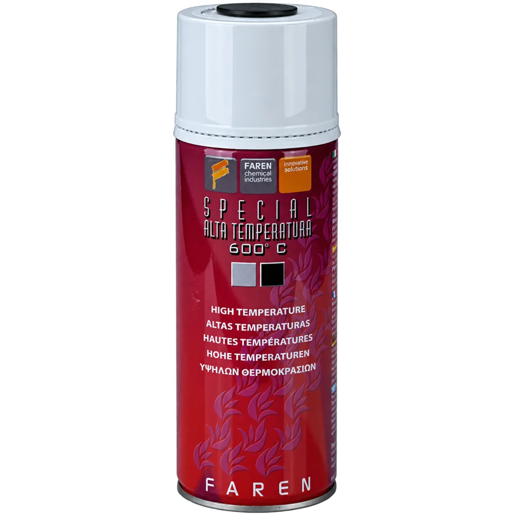 Bomboletta Faren vernice alta temperatura nera 400 ml su sfondo trasparente